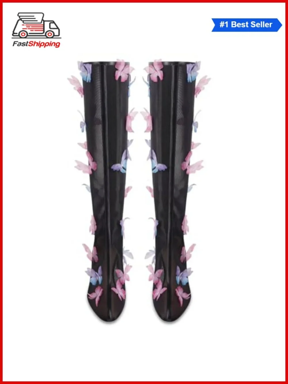 ✨UJPFEO Mesh Butterfly Knee-High Stiletto Heels Pointed Toe Back Zipper Boots_5